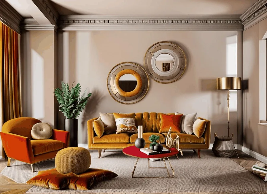 Depersonalise mode: wall decor removed and replaced with plain wall — no pale rectangles, nothing else moved — before